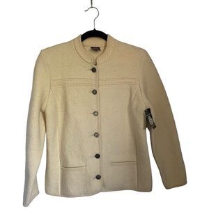NEW: Giesswein Ladies Cream Pure Wool Jacket Cardigan Blazer Timeless Classic